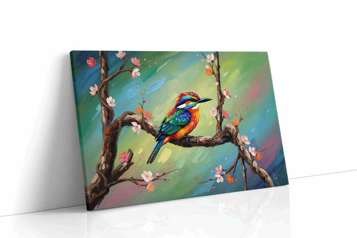 Whimsical Spring Songbird birds canvas print gallery-wrapped landscape canvas studio shot