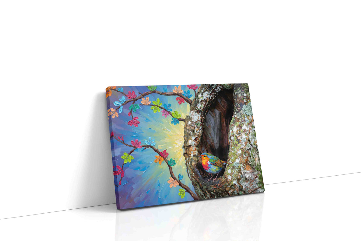 Whisper of the Painted Woods birds canvas print gallery-wrapped landscape canvas studio shot