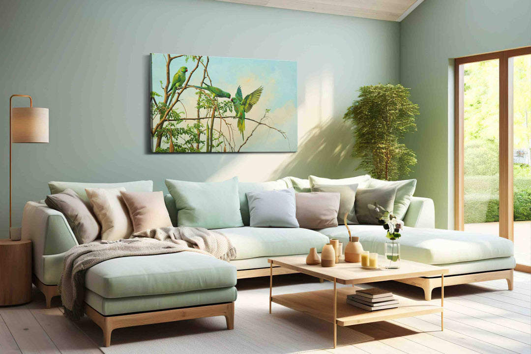 Whispers of Emerald Skies – birds canvas wall art, gallery-wrapped, ready to hang