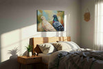 Whispers of the Aviary birds canvas print, displayed in a bedroom