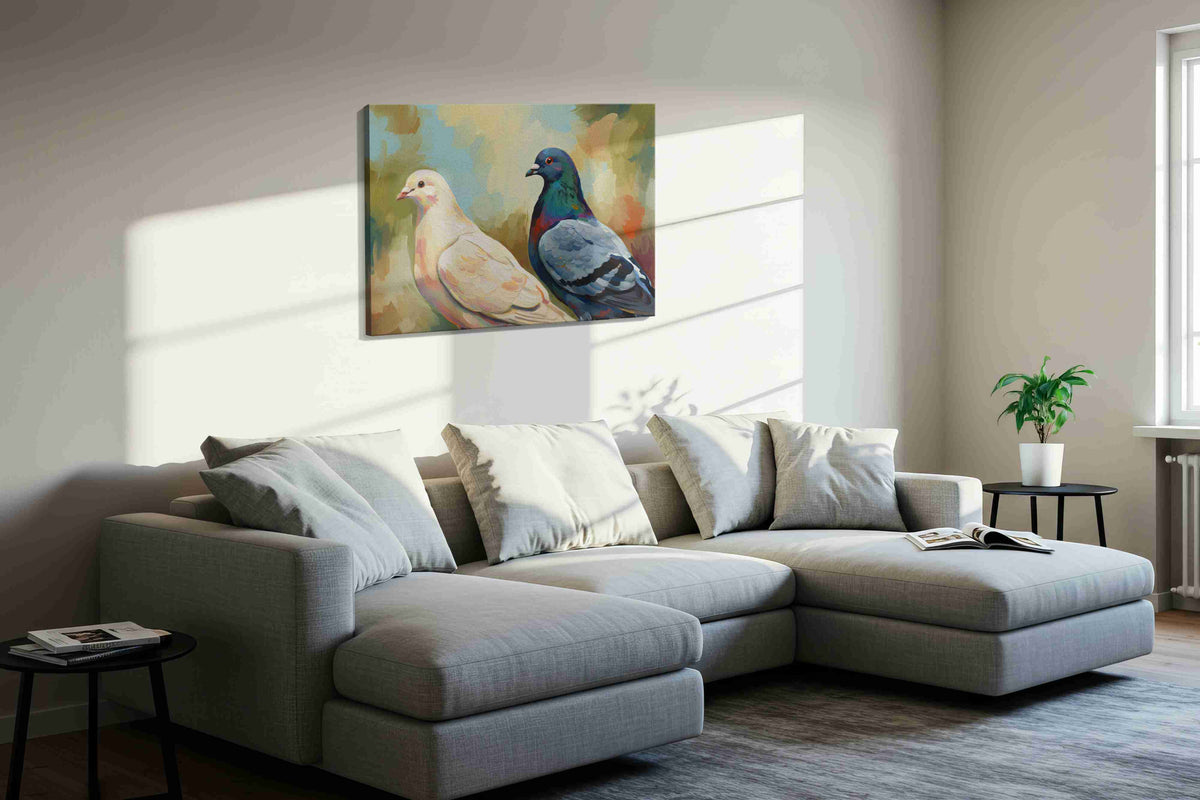 Whispers of the Aviary birds canvas print in a living room scene