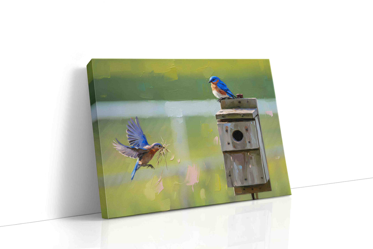 Whispers of the Bluebirds birds canvas print, gallery-wrapped, ready to hang