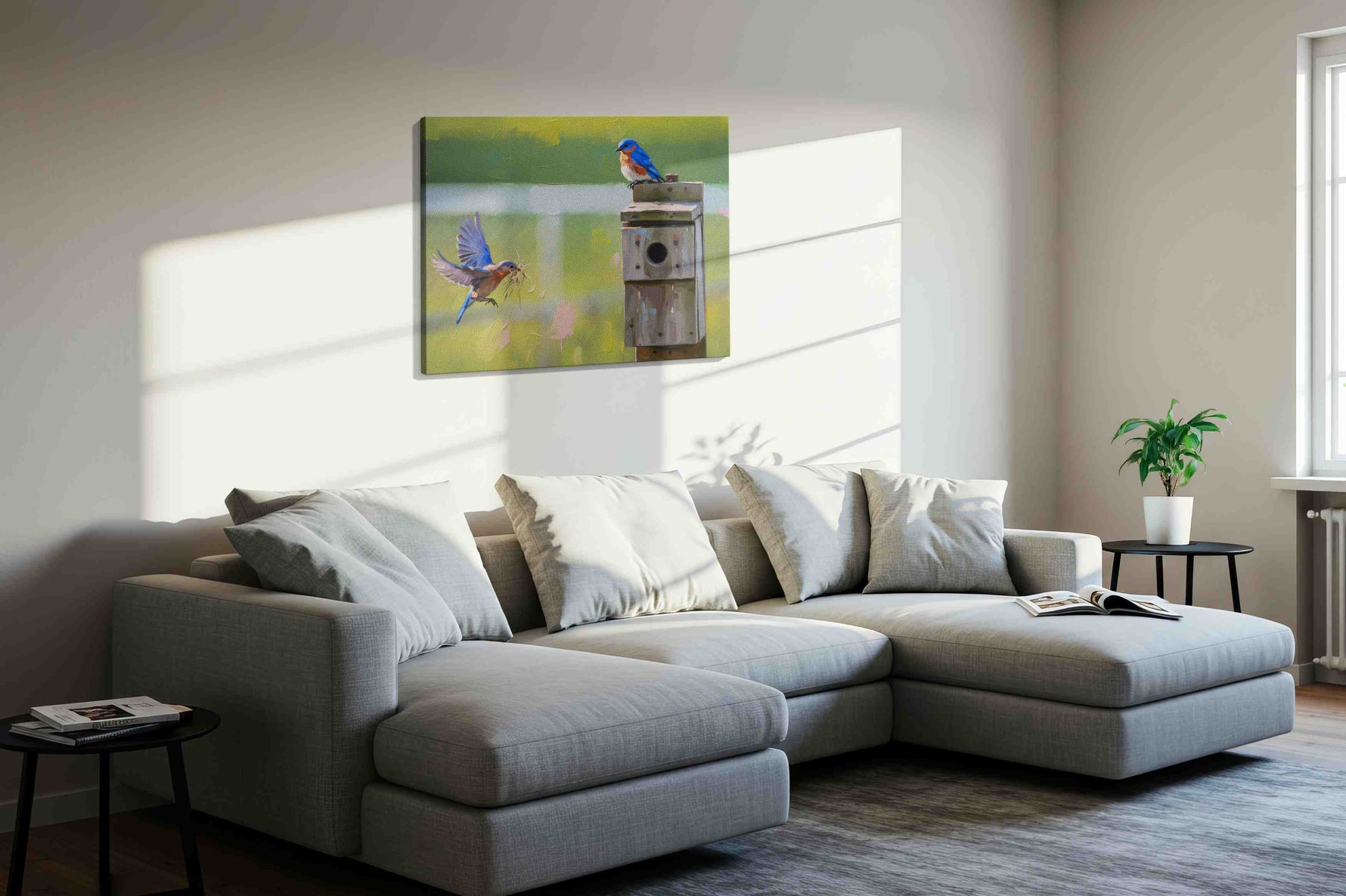 Whispers of the Bluebirds – birds canvas wall art, gallery-wrapped, ready to hang
