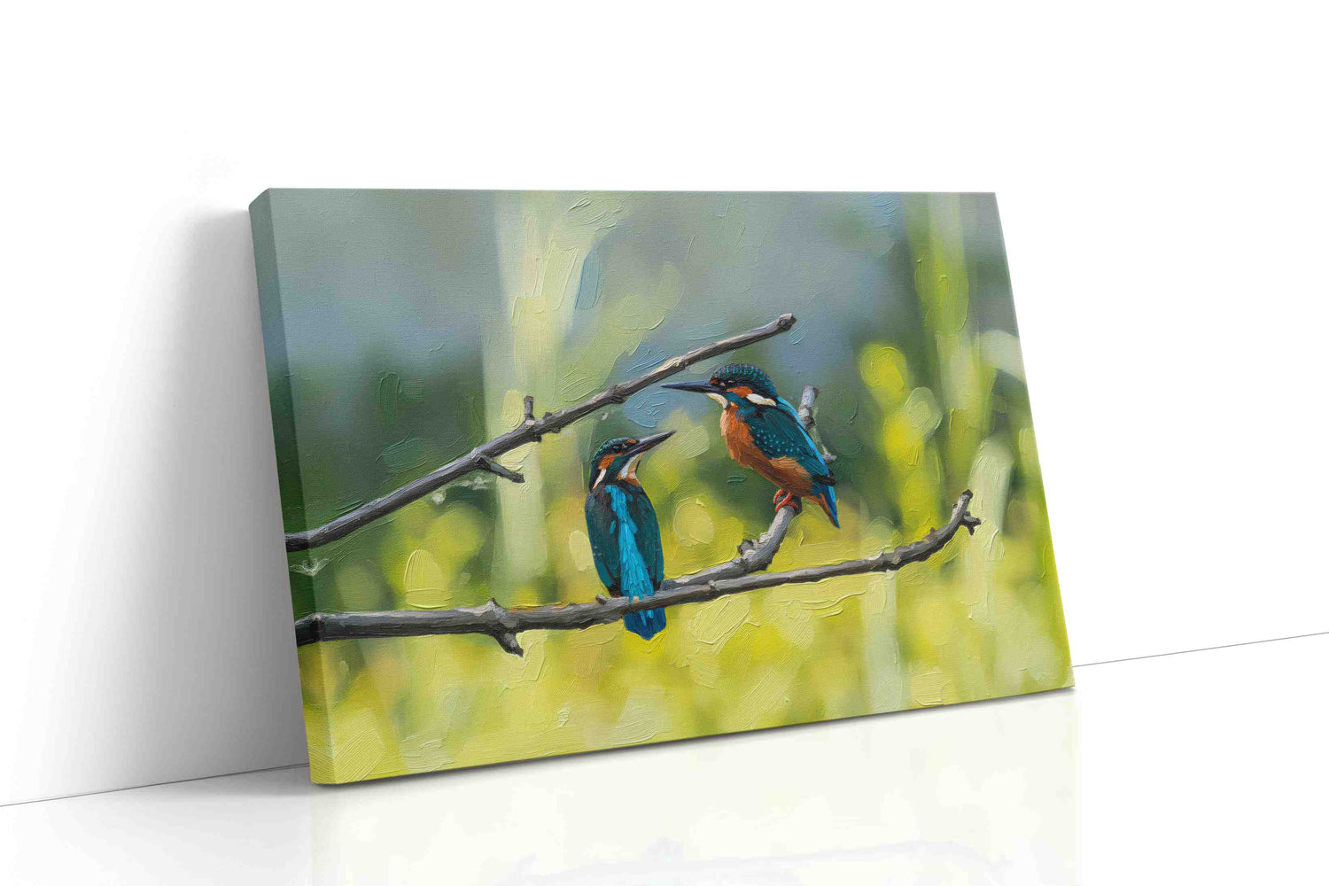 Whispers of the Kingfishers birds canvas print, gallery-wrapped, ready to hang