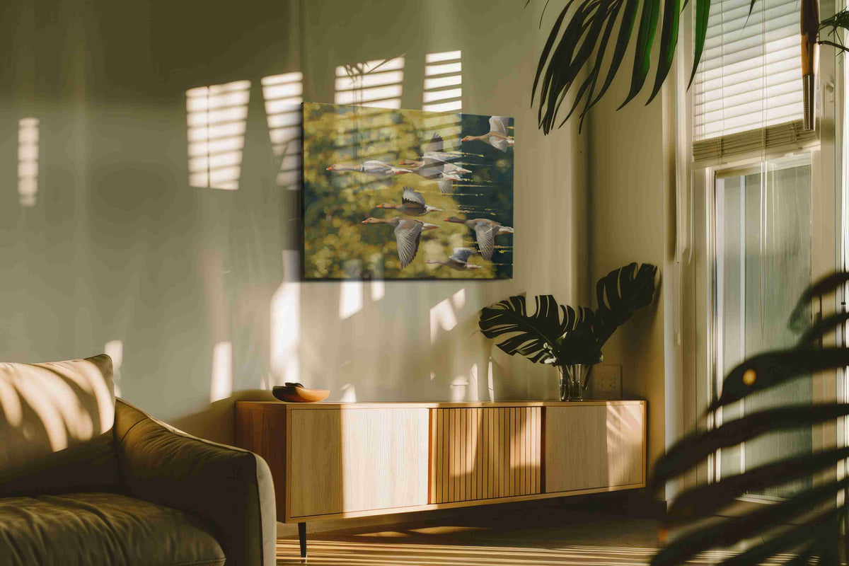 Wings of Freedom birds canvas print, on wall, lifestyle preview