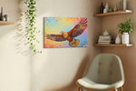 Wings of Vibrant Freedom birds canvas print, displayed in a living room