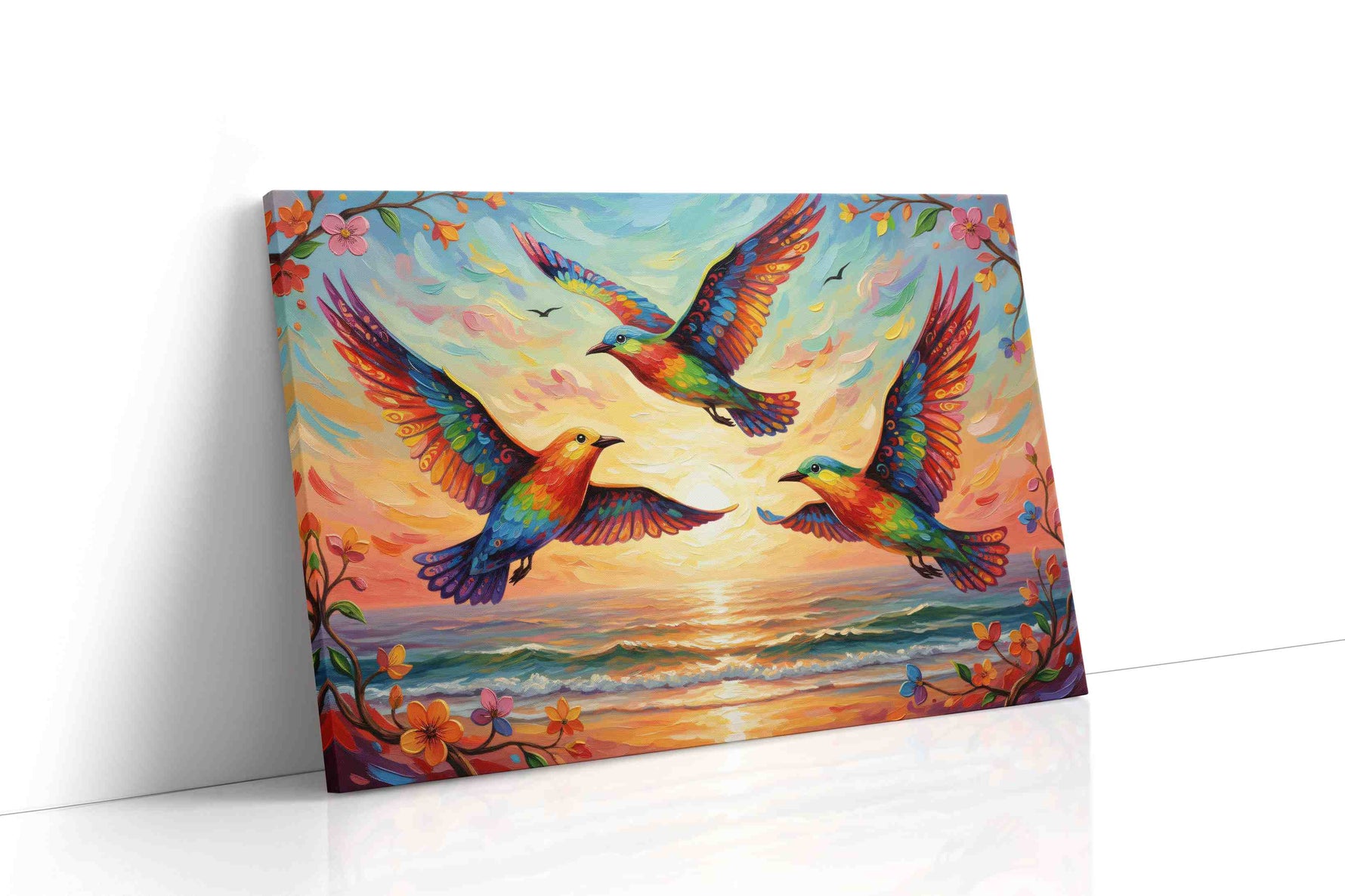 Wings of a Vibrant Dawn birds canvas print gallery-wrapped landscape canvas studio shot