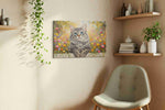 Blossom Guardian cats canvas print, displayed in a living room