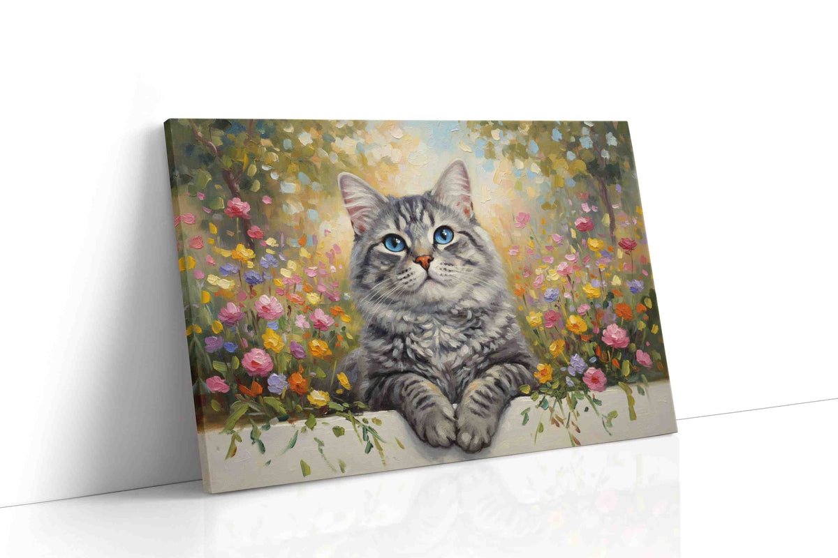 Blossom Guardian cats canvas print, gallery-wrapped, ready to hang