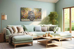 Blossom Guardian cats canvas print, hanging on wall
