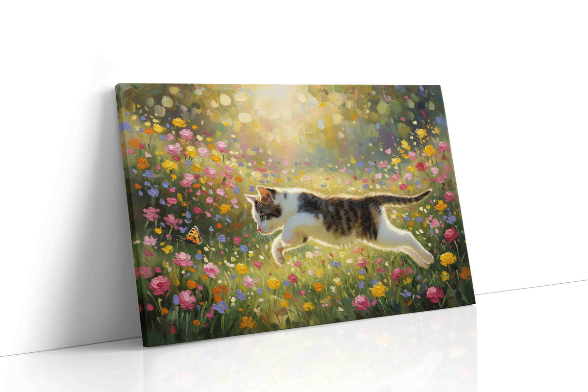 Chasing Dawn's Whimsy cats canvas print gallery-wrapped landscape canvas studio shot