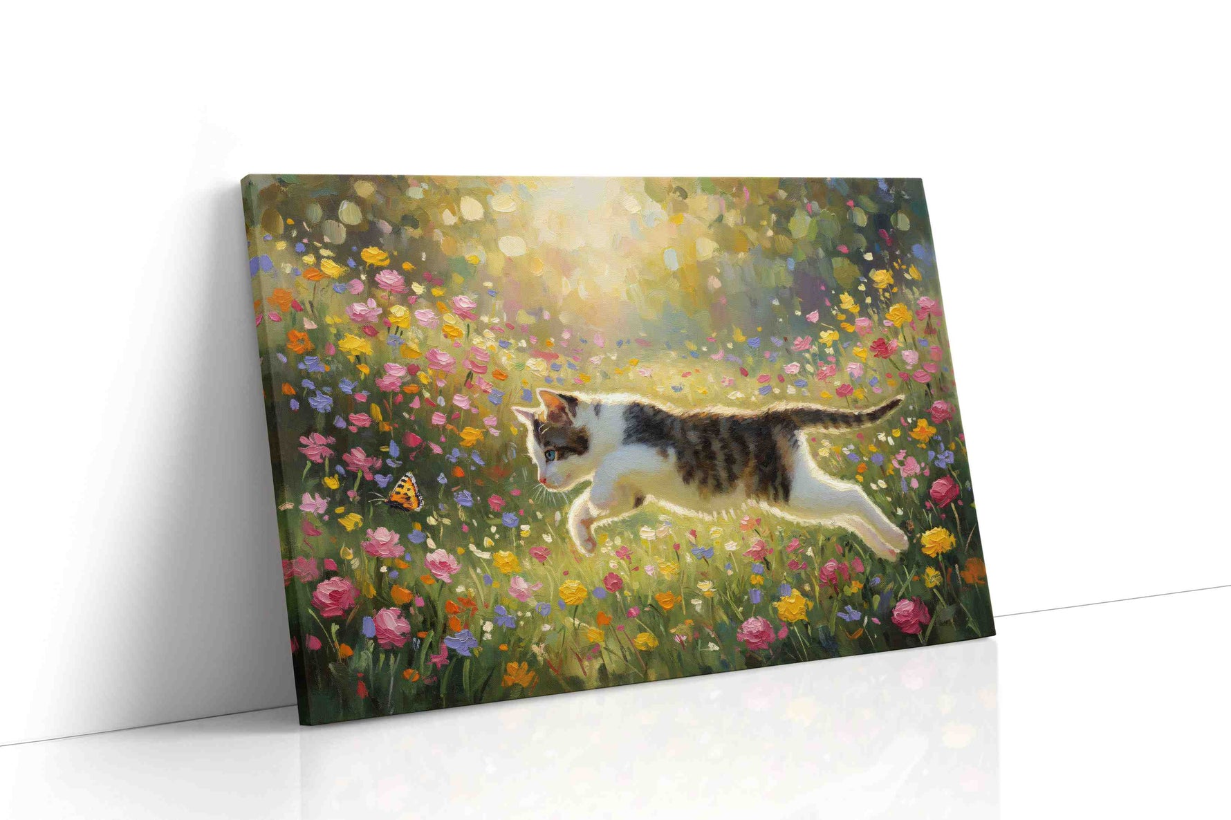 Chasing Dawn's Whimsy cats canvas print gallery-wrapped landscape canvas studio shot