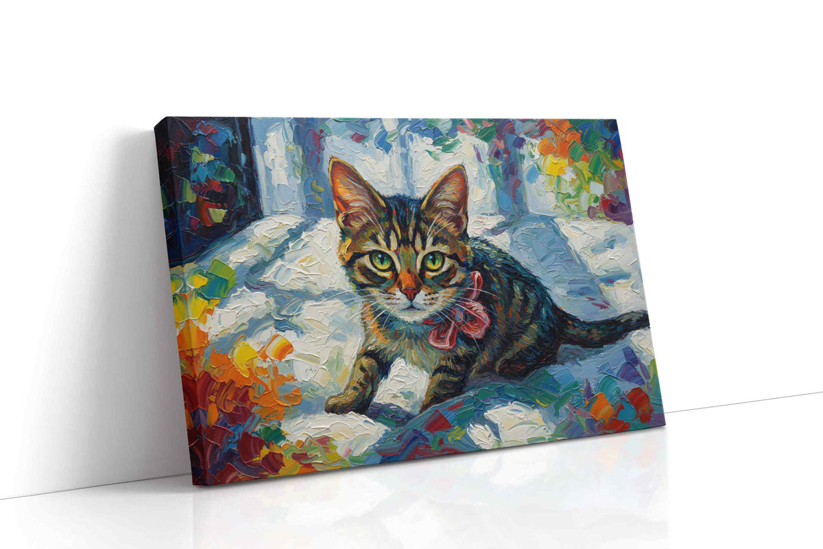 Colorful Whisker Symphony cats canvas print, gallery-wrapped, ready to hang