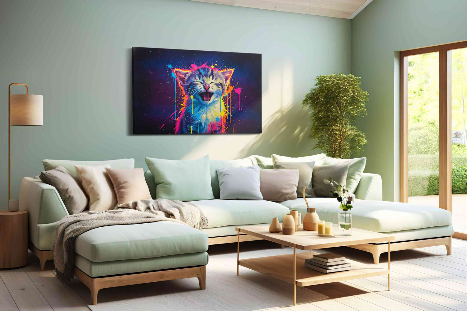 Cosmic Kitten Radiance – cats canvas wall art, gallery-wrapped, ready to hang