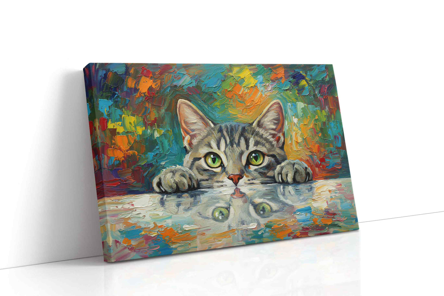 Curious Whiskers in Color cats canvas print, gallery-wrapped, ready to hang