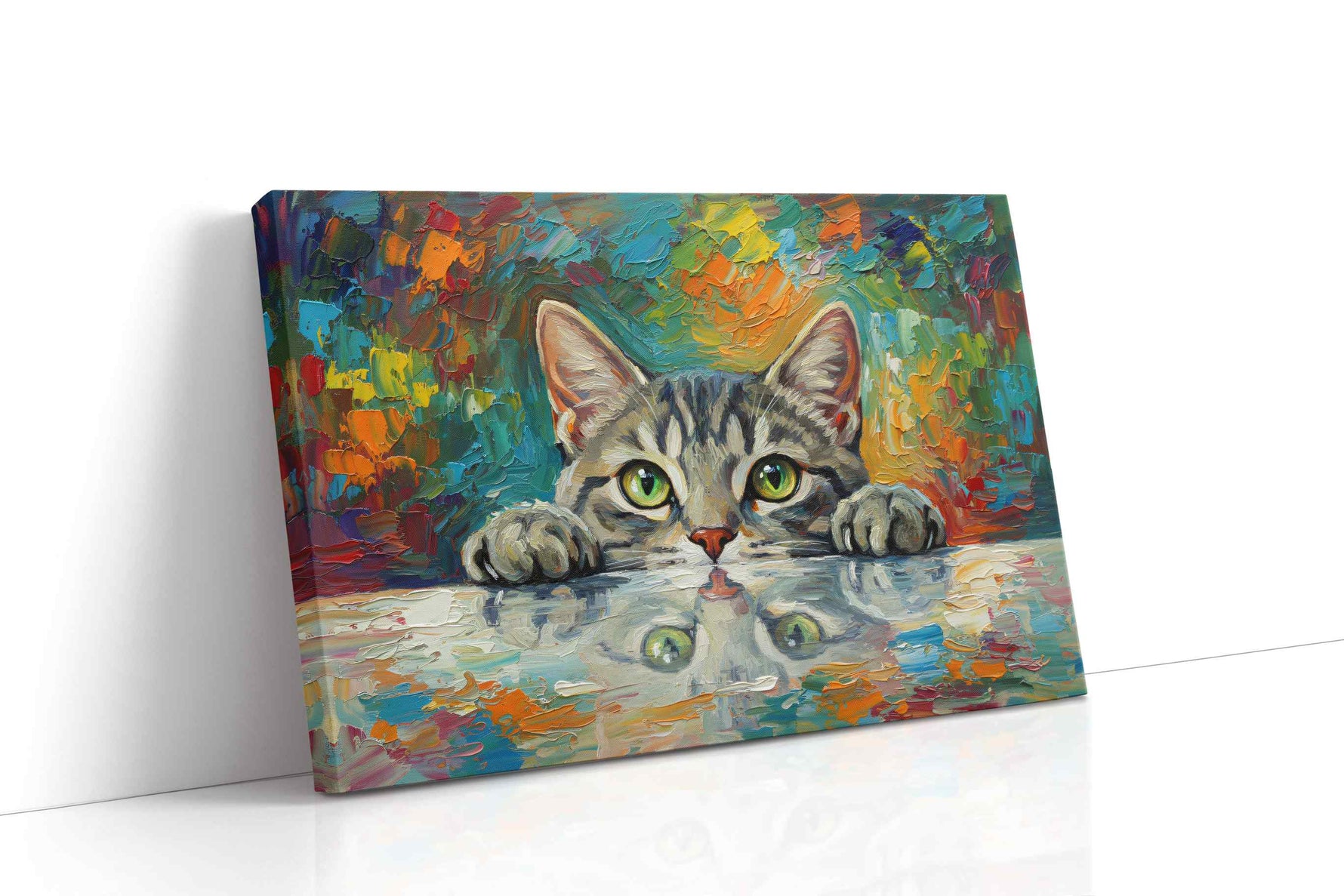 Curious Whiskers in Color cats canvas print, gallery-wrapped, ready to hang