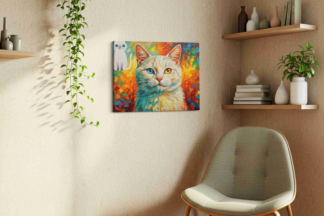 Ethereal Cat Kaleidoscope – cats canvas wall art, gallery-wrapped, ready to hang