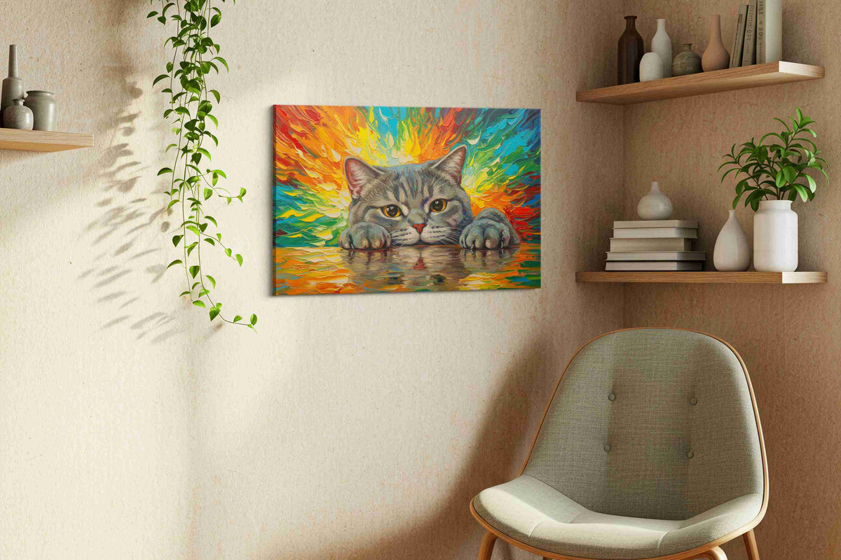 Feline Spectrum Reflections cats canvas print, hanging on wall