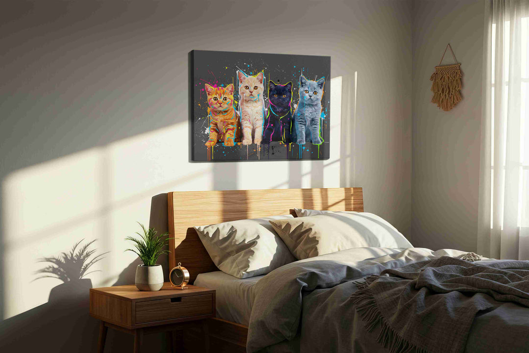 Feline Spectrum Symphony – cats canvas wall art, gallery-wrapped, ready to hang