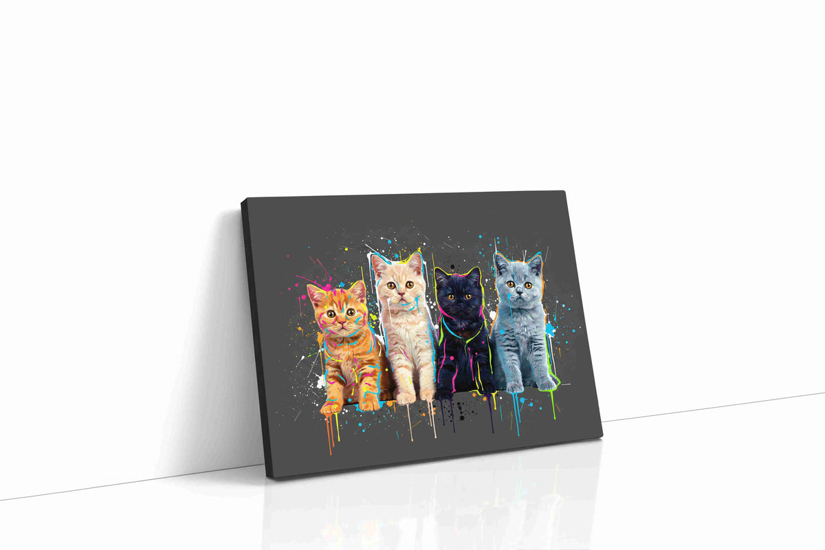 Feline Spectrum Symphony cats canvas print gallery-wrapped landscape canvas studio shot
