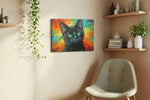 Luminous Feline Gaze cats canvas print in a living room scene