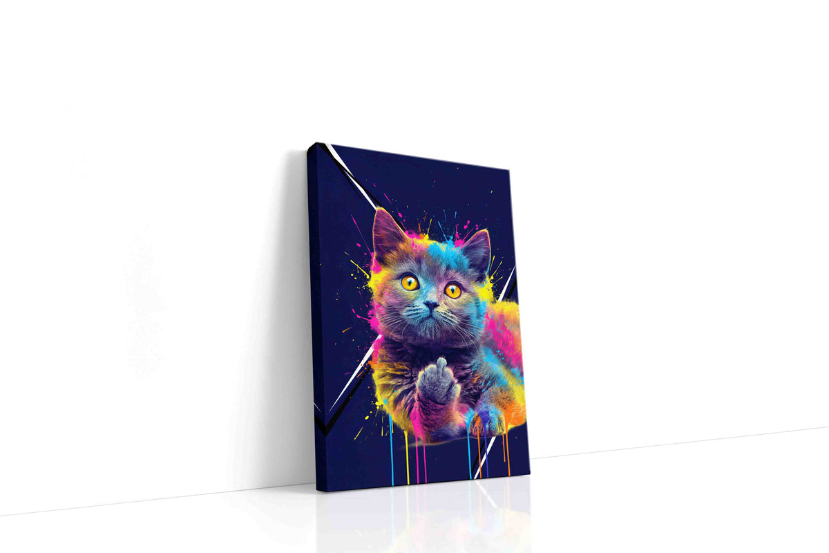 Neon Whiskers Explosion cats canvas print, gallery-wrapped, ready to hang