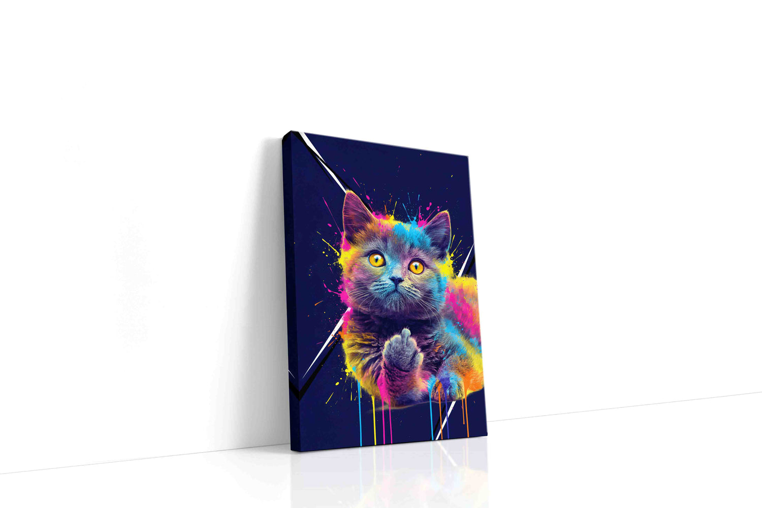 Neon Whiskers Explosion cats canvas print, gallery-wrapped, ready to hang