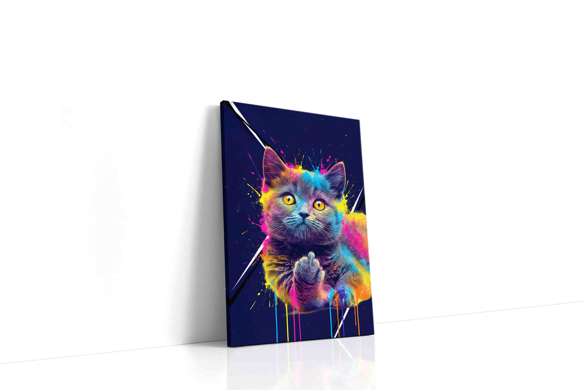 Neon Whiskers Explosion cats canvas print gallery-wrapped portrait canvas studio shot
