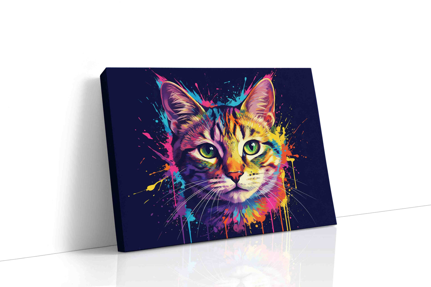 Prismatic Feline Burst cats canvas print, gallery-wrapped, ready to hang