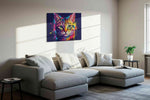 Prismatic Feline Burst cats canvas print, displayed in a living room