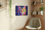 Prismatic Feline Burst cats canvas print styled in a living room