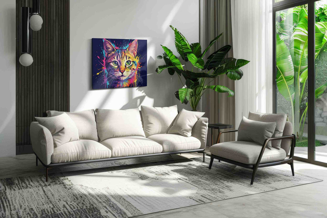 Prismatic Feline Burst – cats canvas wall art, gallery-wrapped, ready to hang