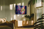 Prismatic Feline Burst cats canvas print, on wall, lifestyle preview
