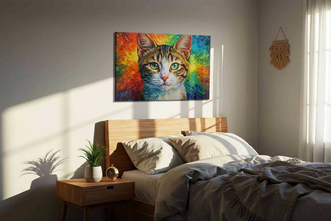 Prismatic Feline Gaze – cats canvas wall art, gallery-wrapped, ready to hang