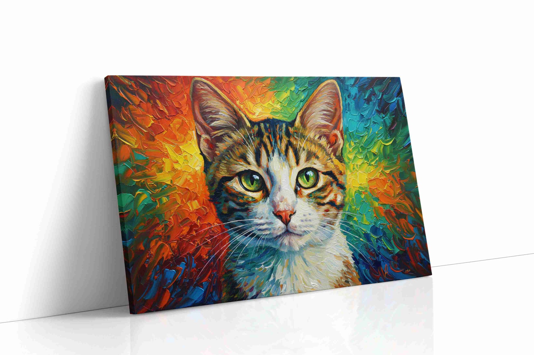 Prismatic Feline Gaze cats canvas print, gallery-wrapped, ready to hang