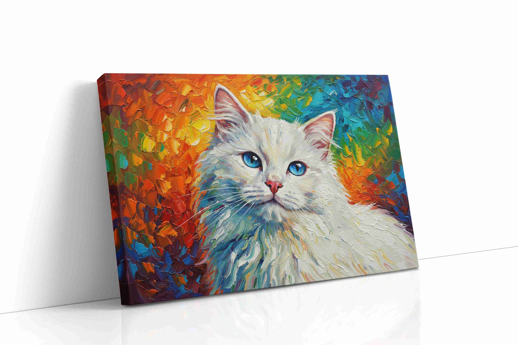 Rainbow Whiskers cats canvas print gallery-wrapped landscape canvas studio shot