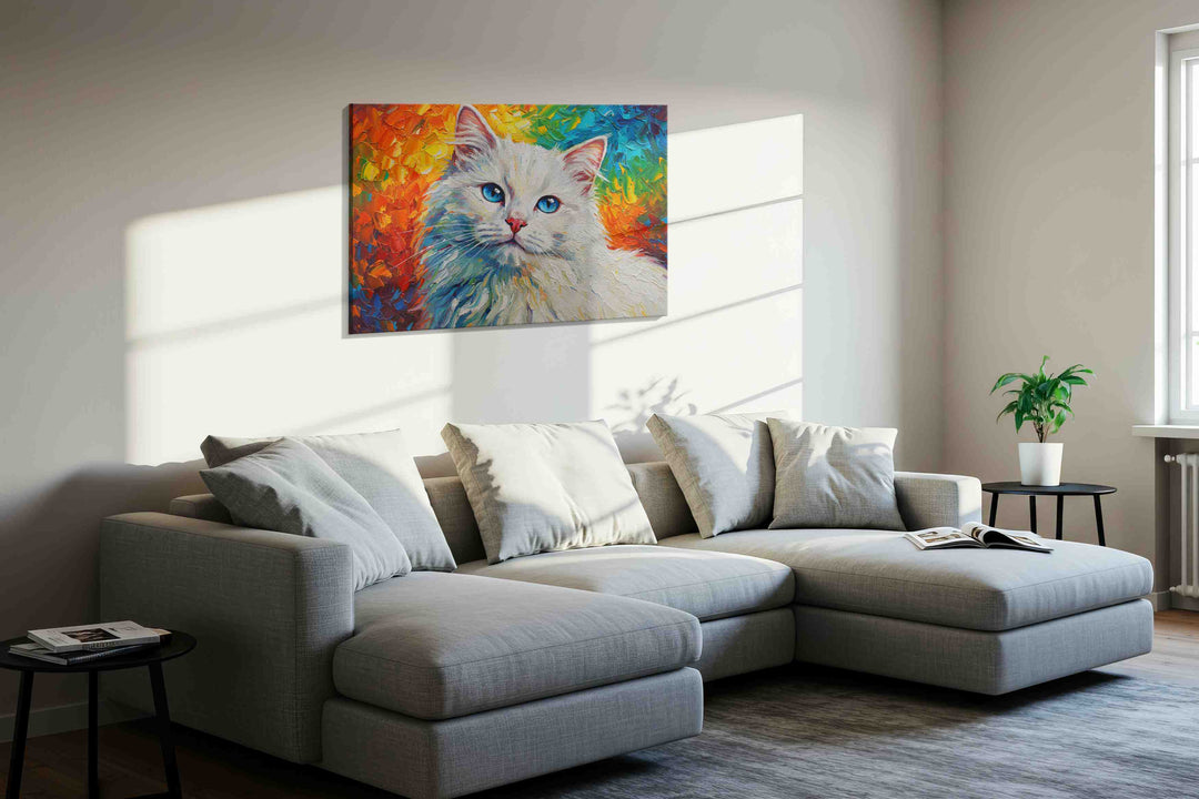 Rainbow Whiskers – cats canvas wall art, gallery-wrapped, ready to hang
