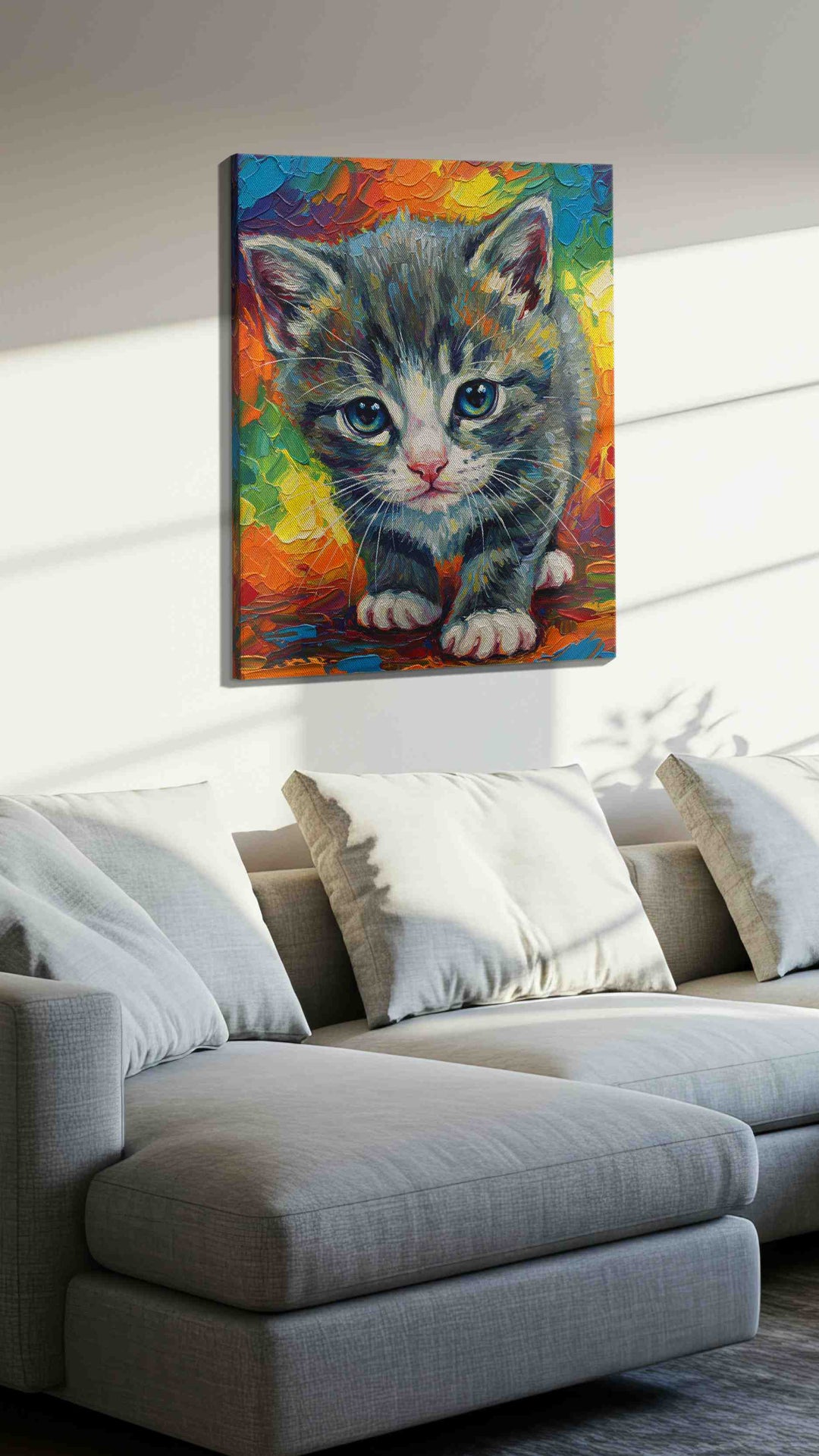 Rainbow Whiskers II – cats canvas wall art, gallery-wrapped, ready to hang