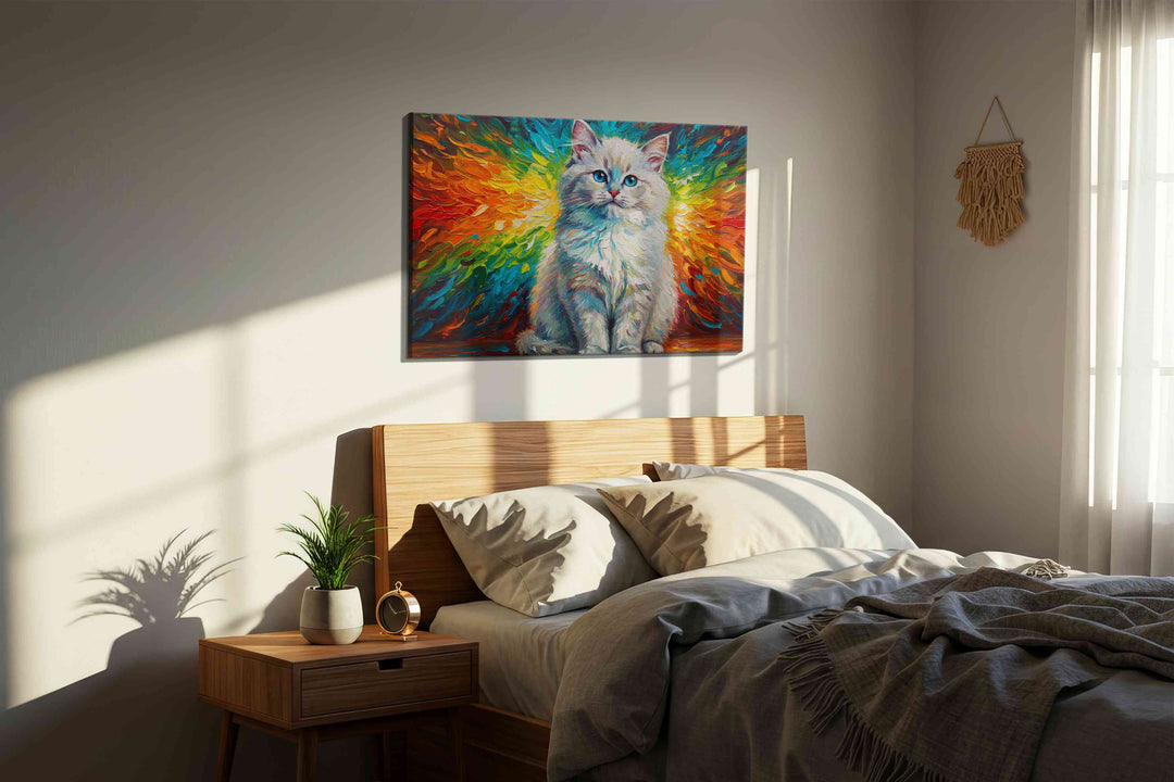 Rainbow Whiskers of Serenity – cats canvas wall art, gallery-wrapped, ready to hang