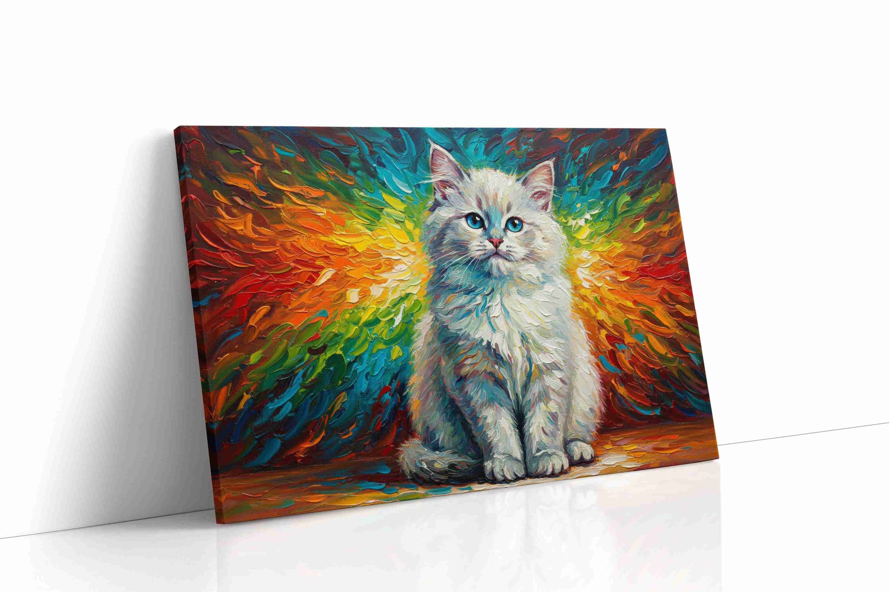 Rainbow Whiskers of Serenity cats canvas print, gallery-wrapped, ready to hang