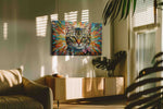 Spectral Whiskers of Serenity cats canvas print, hanging on wall — in a hung canvas mockup