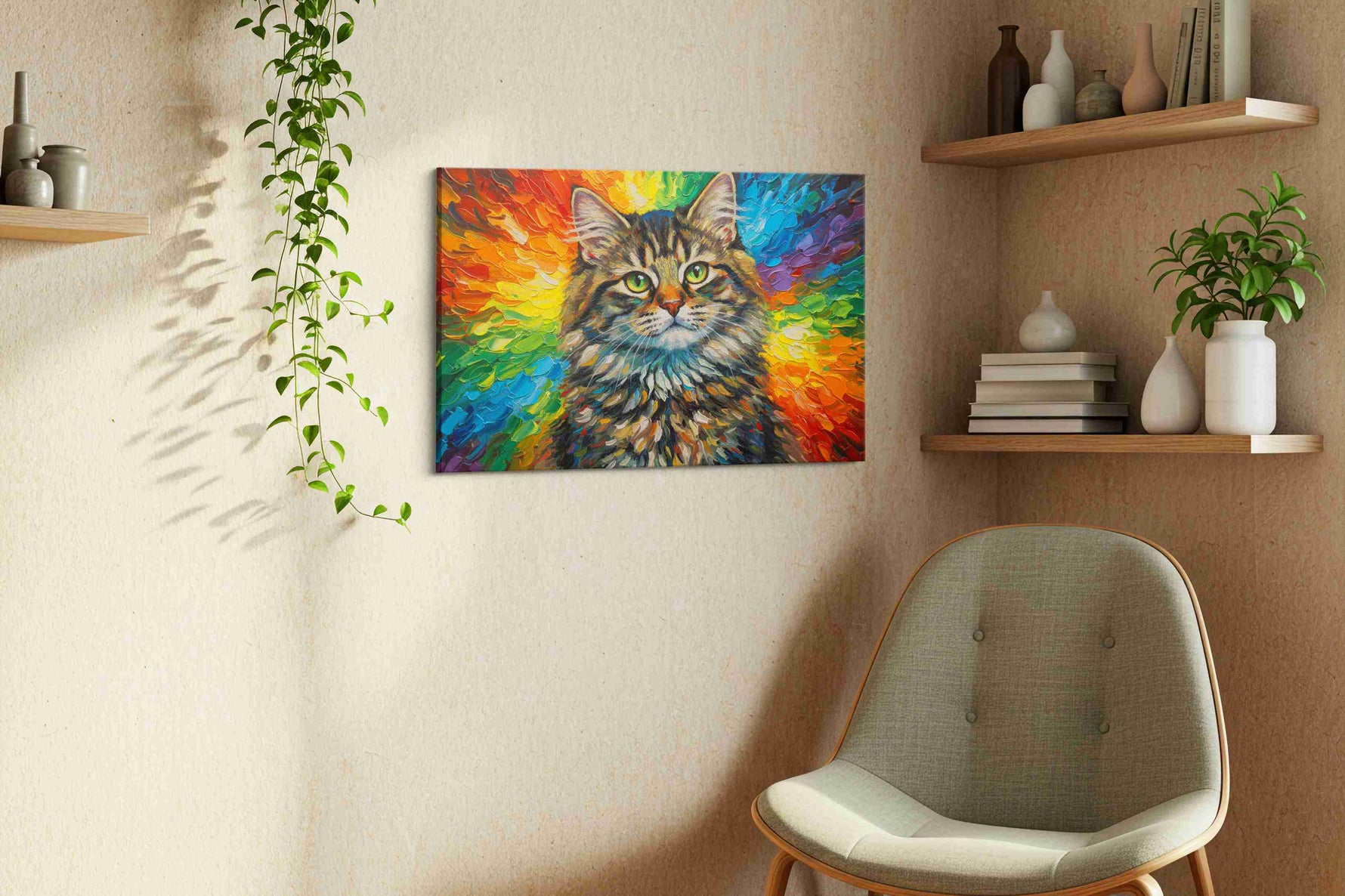 Spectrum Whiskers cats canvas print in a living room scene