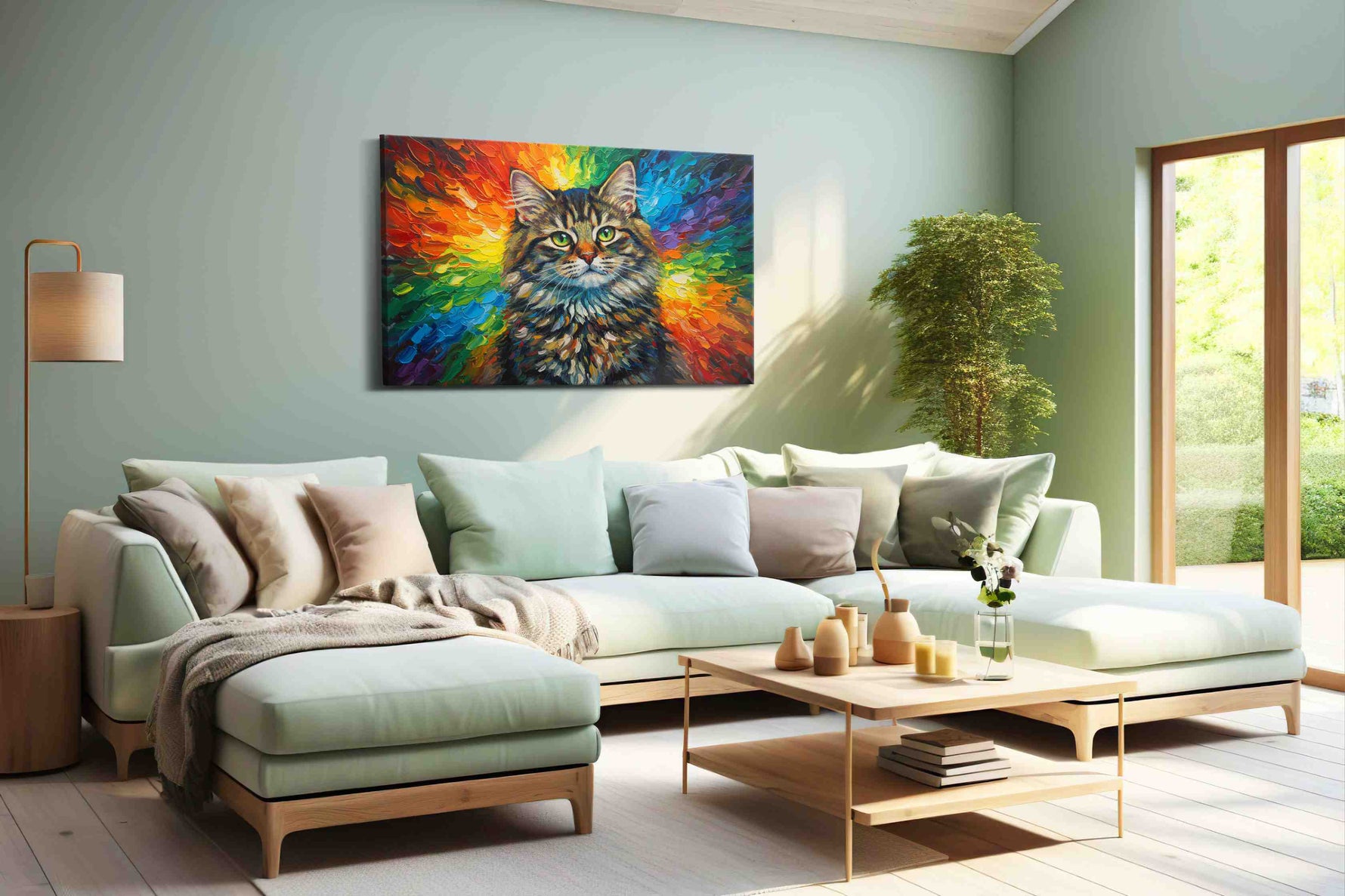 Spectrum Whiskers cats canvas print, hanging on wall