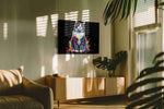 Technicolor Whiskers cats canvas print, on wall, lifestyle preview