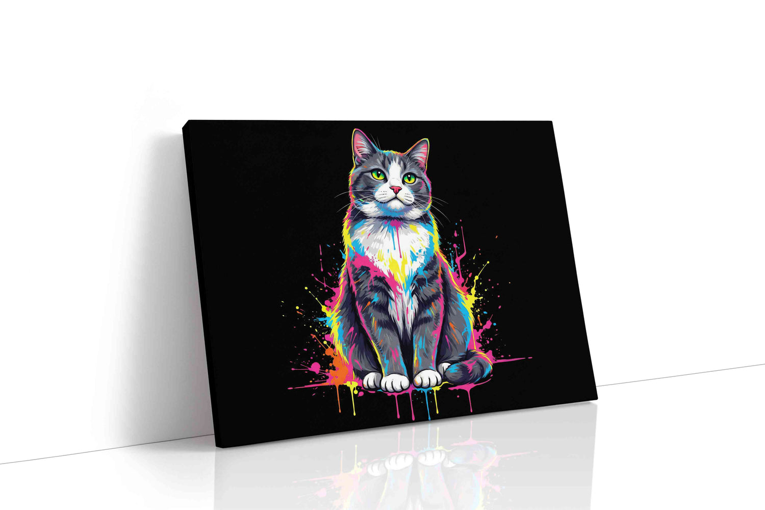 Technicolor Whiskers cats canvas print, gallery-wrapped, ready to hang