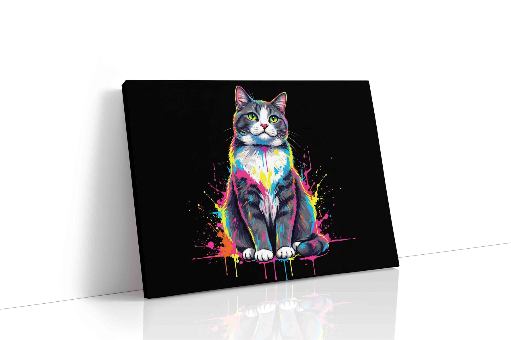 Technicolor Whiskers cats canvas print, gallery-wrapped, ready to hang
