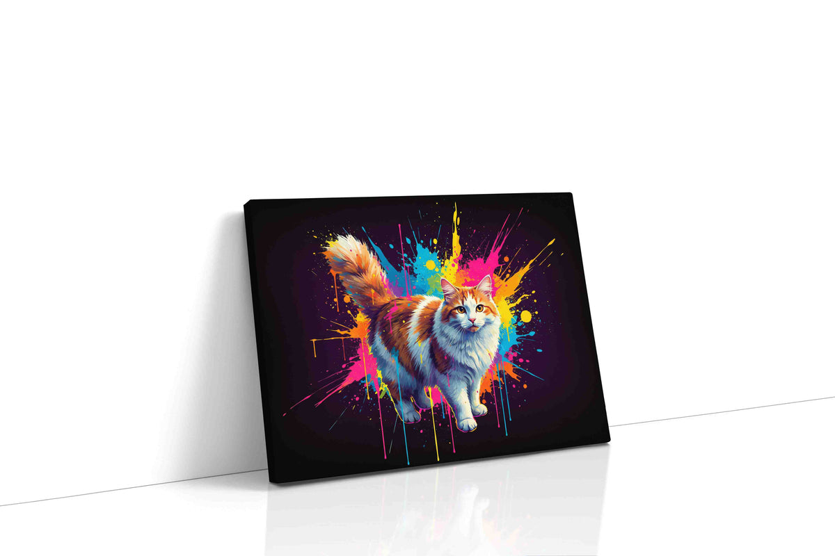 Vibrant Feline Symphony cats canvas print, gallery-wrapped, ready to hang