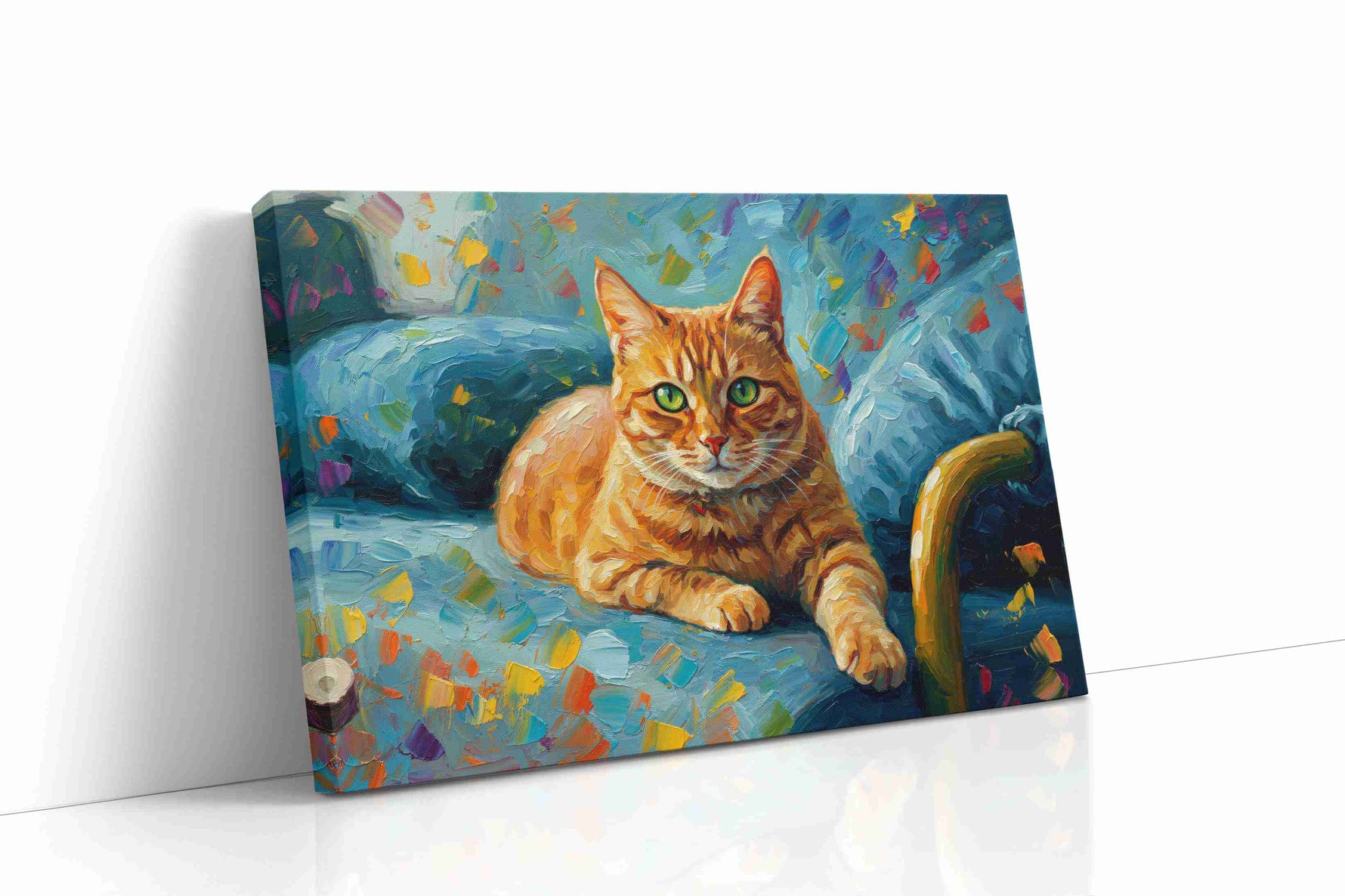 Vibrant Gaze of the Feline cats canvas print gallery-wrapped landscape canvas studio shot