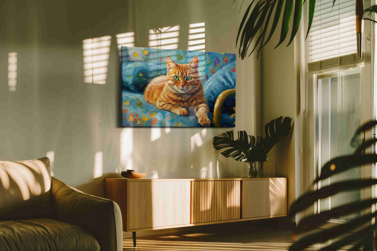 Vibrant Gaze of the Feline cats canvas print, hanging on wall