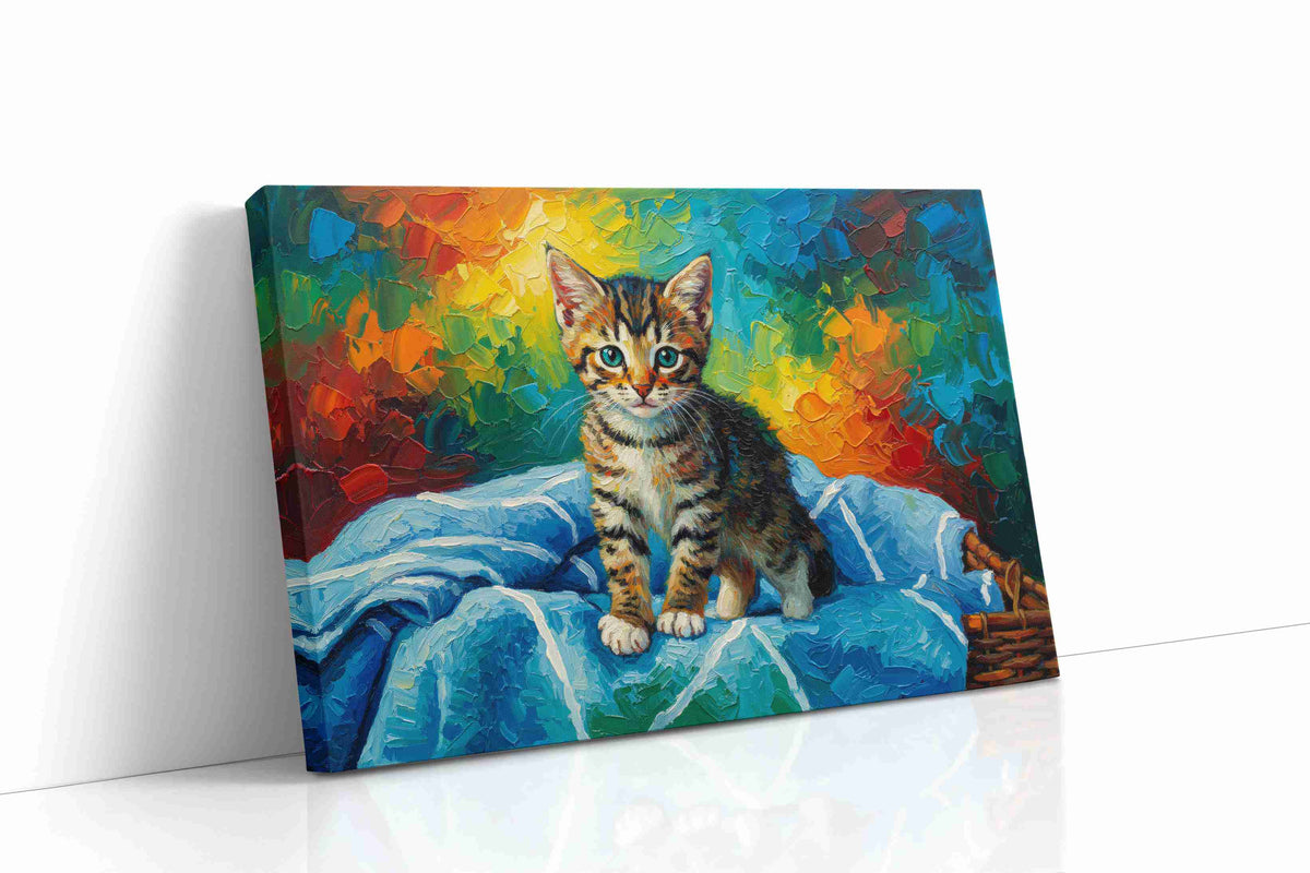 Vibrant Kitten Dreams cats canvas print gallery-wrapped landscape canvas studio shot